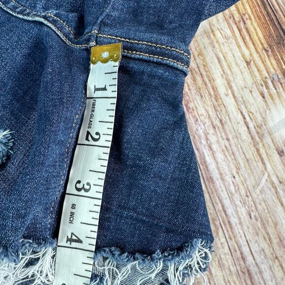 American Eagle CURVY HI RISE SHORTIE Size 4 Blue Denim Cut Off Jean Shorts 26x4 - Picture 5 of 9